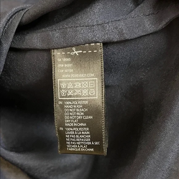 Forever 21 Navy Blouse with Smocked Sleeves - Picture 6 of 9